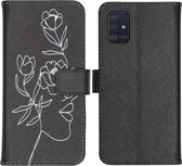 iMoshion Design Softcase Book Case Samsung Galaxy A51 hoesje - Woman Flower Black