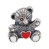 Tracelet | Zilveren bedels | Bedel Knuffelbeer | Beertje met rood hartje | 925 Sterling Zilver | Pandora Compatible | Met 925 Zilver Certificaat | In Leuke Cadeauverpakking