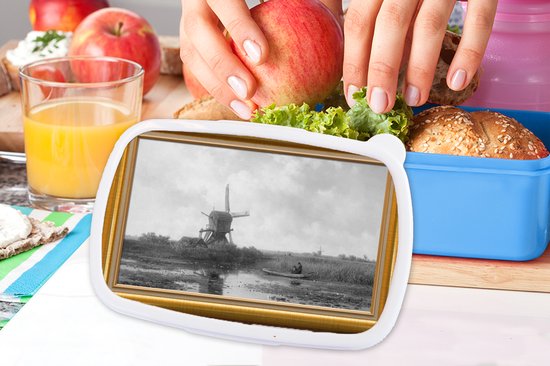 Lunch box Blauw - Lunch box - Boîte à pain - Peintre - Art - Or - Cadres - 18x12x6 cm - Enfants - Garçon