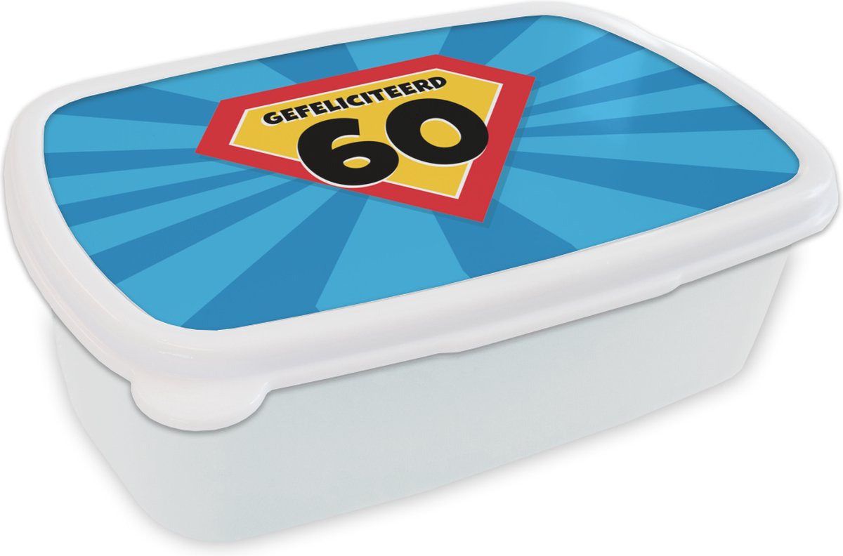 Broodtrommel Wit - Lunchbox - Brooddoos - Verjaardag - 60 jaar - Cape - 18x12x6 cm - Volwassenen