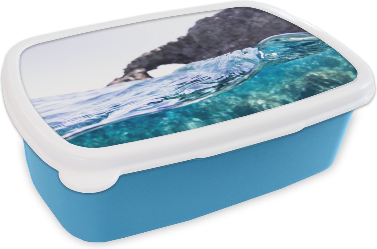 Broodtrommel Blauw - Lunchbox - Brooddoos - Water - Golf - Zee - 18x12x6 cm - Kinderen - Jongen