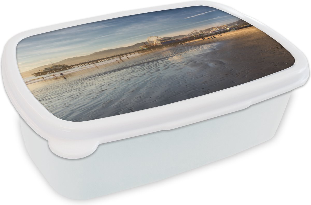 Broodtrommel Wit - Lunchbox - Brooddoos - Strand - Pier - Amerika - 18x12x6 cm - Volwassenen