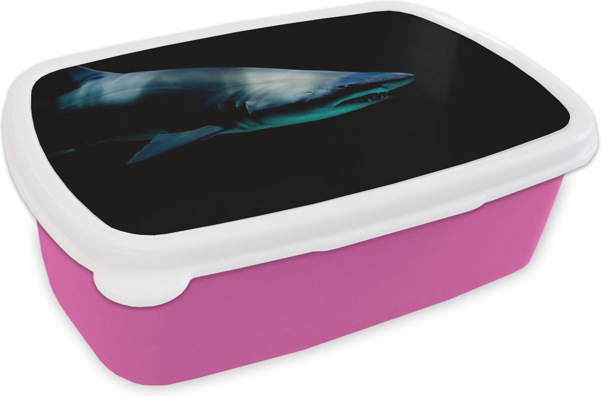 Broodtrommel Roze - Lunchbox - Brooddoos - Haai - Macro - Water - 18x12x6 cm - Kinderen - Meisje