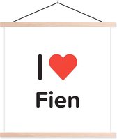 Posterhanger incl. Poster 120x120 cm - Schoolplaat - I love - Fien - Meisje - Textielposter - Blanke latten