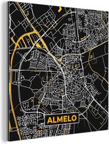 Décoration murale Métal - Peinture Aluminium - Carte - Almelo - Or - Zwart - 90x90 cm