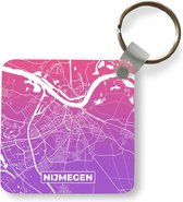 Sleutelhanger - Uitdeelcadeautjes - Stadskaart - Nijmegen - Nederland - Paars - Plastic