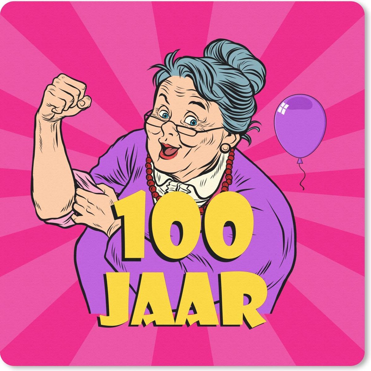Muismat 30x30 cm - Mousepad Vrouw - Jubileum - 100 jaar - Muismatten