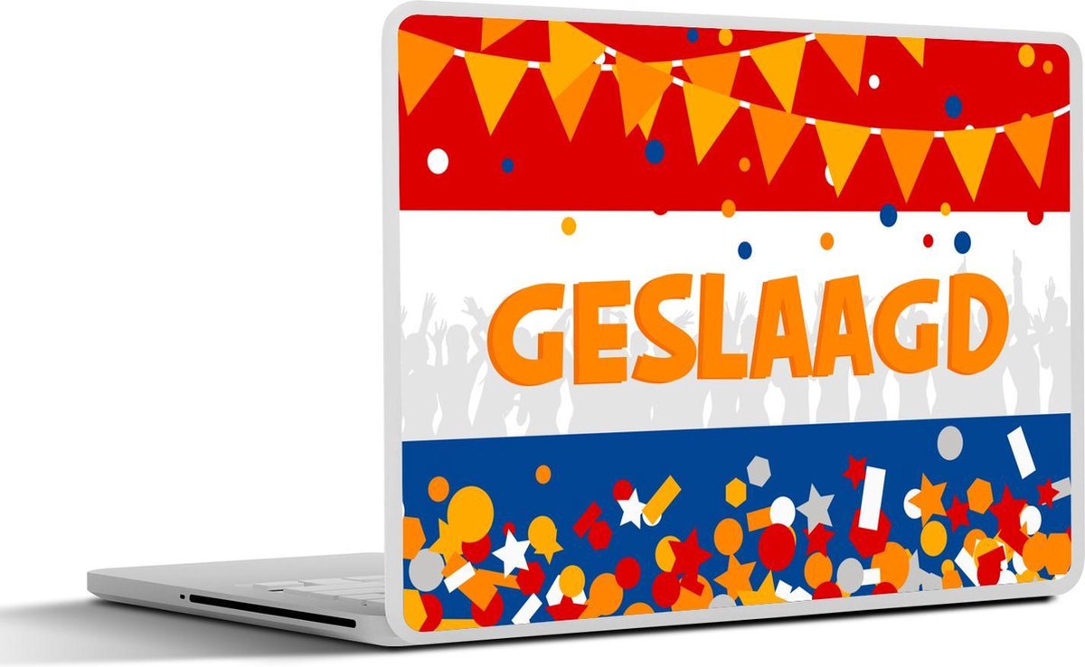 Laptop sticker - 15.6 inch - Feest - Spreuken - 'Geslaagd' - Quotes - 36x27,5cm - Laptopstickers - Laptop skin - Cover