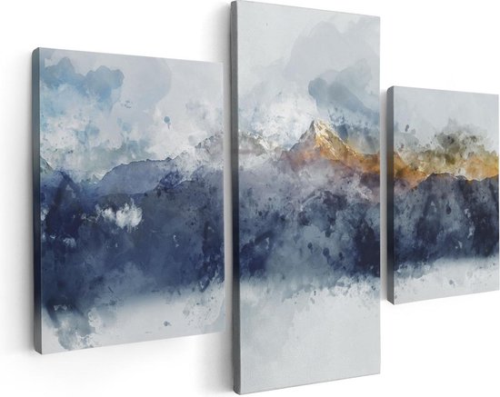 Artaza - Triptyque de peinture sur toile - Art abstrait des Montagnes - 90x60 - Photo sur toile - Impression sur toile