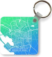 Sleutelhanger - Uitdeelcadeautjes - Stadskaart - Bergen op Zoom - Nederland - Blauw - Plastic