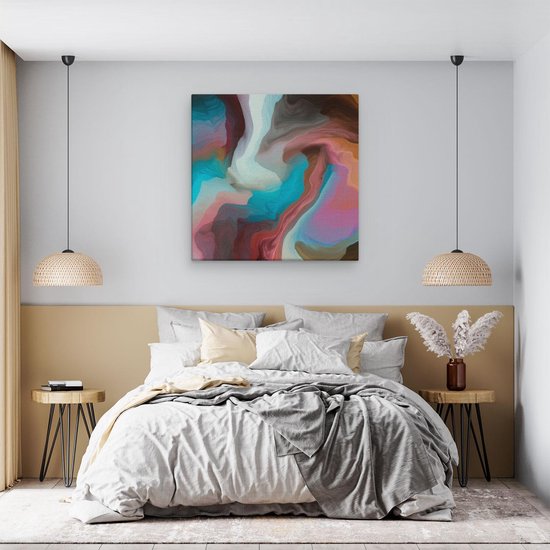 Artaza Peinture Sur Toile Art Abstrait - Vagues Colorées - 70x70 - Tableau Sur Toile - Impression Sur Toile