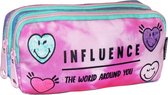 etui Influence meisjes 21 x 9 cm polyester roze/blauw