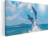 Artaza Canvas Schilderij Dolfijnen Springen uit het Water - 100x50 - Groot - Foto Op Canvas - Canvas Print