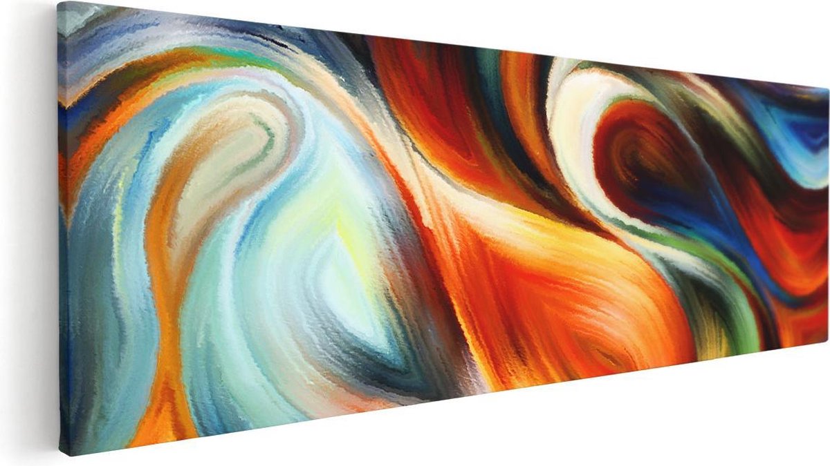 Artaza Canvas Schilderij Abstracte Kunst van Kleurrijke Verf - 60x20 - Foto Op Canvas - Canvas Print