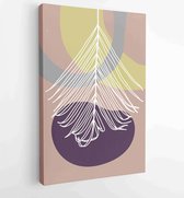 Canvas schilderij - Palm leaves wall art vector set. Earth tone boho foliage line art drawing with abstract shape. 2 -    – 1870962298 - 115*75 Vertical
