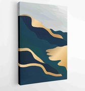 Canvas schilderij - Luxury Gold Mountain wall art vector set. Earth tones landscapes backgrounds set with moon and sun. 1 -    – 1871795809 - 40-30 Vertical