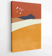 Canvas schilderij - Mountain and landscape wall arts collection. Abstract art with land, desert, home, way, sun, sky. 3 -    – 1870292341 - 50*40 Vertical