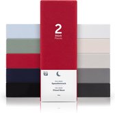 Blumtal Hoeslaken - Fitted Sheet - Jersey - Katoen -  120 x 200 x 30 cm - Rood - Set van 2