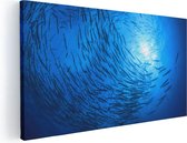 Artaza Canvas Schilderij Zwerm Vissen in de Oceaan - 60x30 - Foto Op Canvas - Canvas Print