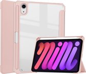 Case2go - Tablet hoes geschikt voor iPad Mini 6 (2021) - 8.3 Inch - Transparante Case - Tri-fold Back Cover - Roze