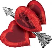 folieballon UltraShape Heart Arrow 68 cm rood/zilver