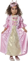 Wilbers - Koning Prins & Adel Kostuum - Schattige Prinses Roze Met Strikken - Meisje - roze - Maat 128 - Carnavalskleding - Verkleedkleding