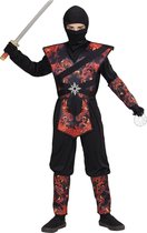 Widmann - Ninja & Samurai Kostuum - Ninja Vlammende Draak Dojo - Jongen - Rood, Zwart - Maat 140 - Carnavalskleding - Verkleedkleding