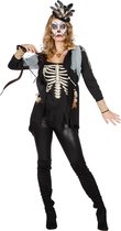 Wilbers - Spook & Skelet Kostuum - Voodoo Skelet Top Vrouw - zwart - Maat 44 - Halloween - Verkleedkleding
