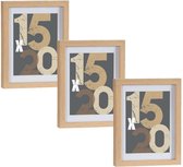 3x stuks houten fotolijst bruin geschikt voor een foto van 15 x 20 cm of 18 x 24 cm