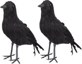 Set van 4x stuks zwarte decoratie kraai / raaf 23 cm - Halloween horror thema versiering