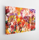 Canvas schilderij - Abstract art bright painting, creative hand painted background, brush texture, acrylic painting on canvas, artwork, abstract flowers. Modern art. Contemporary a