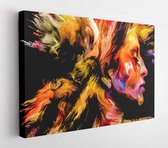 Canvas schilderij - Lady of Color series. Digital burst paint portrait of young woman on the subject of creativity, imagination and art  -     1679078500 - 115*75 Horizontal