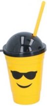 drinkfles smiley bril geel 15,5 cm 400 ml