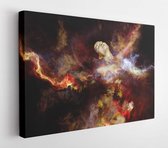 Canvas schilderij - Surreal Dust series. Arrangement of fractal smoke and woman pose on spirituality, imagination and art  -     471423179 - 115*75 Horizontal