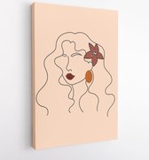 Canvas schilderij - Abstract earth tone coloured shapes, line arts background design for personal, fashion and beauty blogger. 1 -    – 1699497196 - 50*40 Vertical
