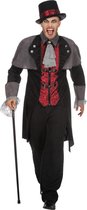 Wilbers - Vampier & Dracula Kostuum - Jas Graaf Hoektand Vampier Man - zwart - Maat 52 - Halloween - Verkleedkleding