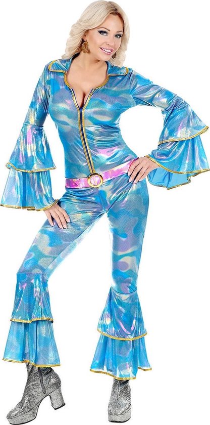 Widmann - ABBA Kostuum - Agnetha Disco Queen Zweden - Vrouw - blauw - Small - Carnavalskleding - Verkleedkleding