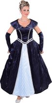 Magic By Freddy's - Middeleeuwen & Renaissance Kostuum - Luxe Hofdame Versailles Marine Blauw - Vrouw - blauw,zwart - Large - Carnavalskleding - Verkleedkleding