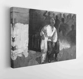 Canvas schilderij - Oil painting, black and white portrait  -     1348133279 - 80*60 Horizontal