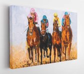 Canvas schilderij - Oil Painting - Horse Racing -     1701309463 - 115*75 Horizontal