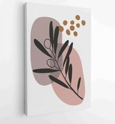 Canvas schilderij - Botanical wall art vector set. Floral and Foliage line art drawing with abstract shape. 1 -    – 1810230217 - 80*60 Vertical