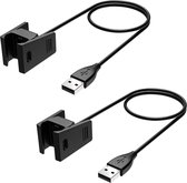Pack de 2 - Case2go - Câble de charge adapté pour Fitbit Charge 2 - Câble USB - 1,0 mètre - Zwart