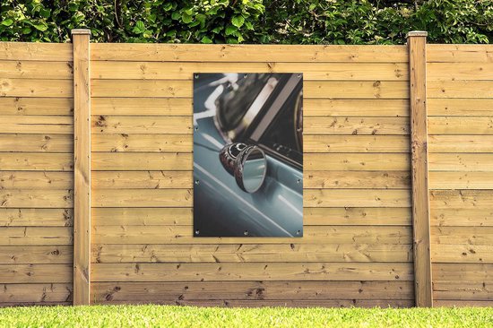 Affiche de jardin - Toile de jardin - Posters de jardin extérieur - Miroir - Voiture - Oldtimer - 80x120 cm - Jardin