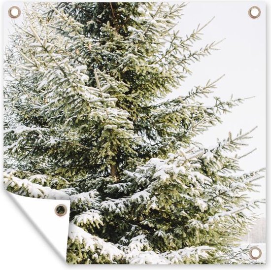 Tuinposters Winter - Boom - Sneeuw - 50x50 cm - Tuindoek - Buitenposter