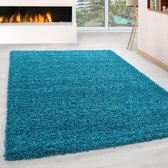 Turquoise Tapijt Hoogpolig Vloerkleed - 80x250cm- Modern - Woonkamer - Salon - Slaapkamer - Eetkamer