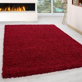 Rood Tapijt Hoogpolig Vloerkleed - 100x200cm- Modern - Woonkamer - Salon - Slaapkamer - Eetkamer