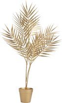 Kunstplant bamboo palm plant goud in kunststof pot H66 cm - Woondecoratie kunstplanten
