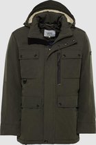 Winter Parka With Stand-Up Collar And Hood Green Regular Fit