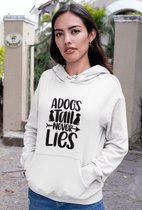 A Dog’s Tail Never Lies Hoodie, Uniek Cadeau Voor Hondenliefhebbers, Schattige Hooded Sweatshirt, Kwaliteit Unisex Hooded Sweatshirt, D004-041W, L, Wit