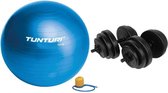 Tunturi - Fitness Set - Vinyl Halterset 28 kg  - Gymball Blauw 75 cm